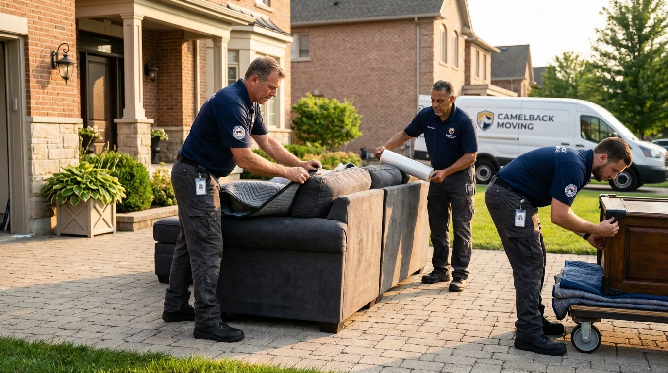 Large estate moving crew wrapping furniture in Marshall, MI
