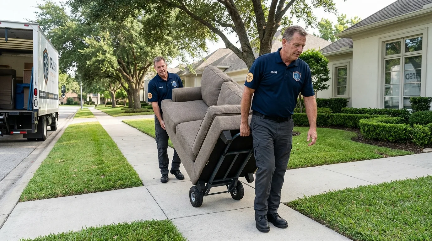 Local residential moving crew loading furniture in Marshall, MI